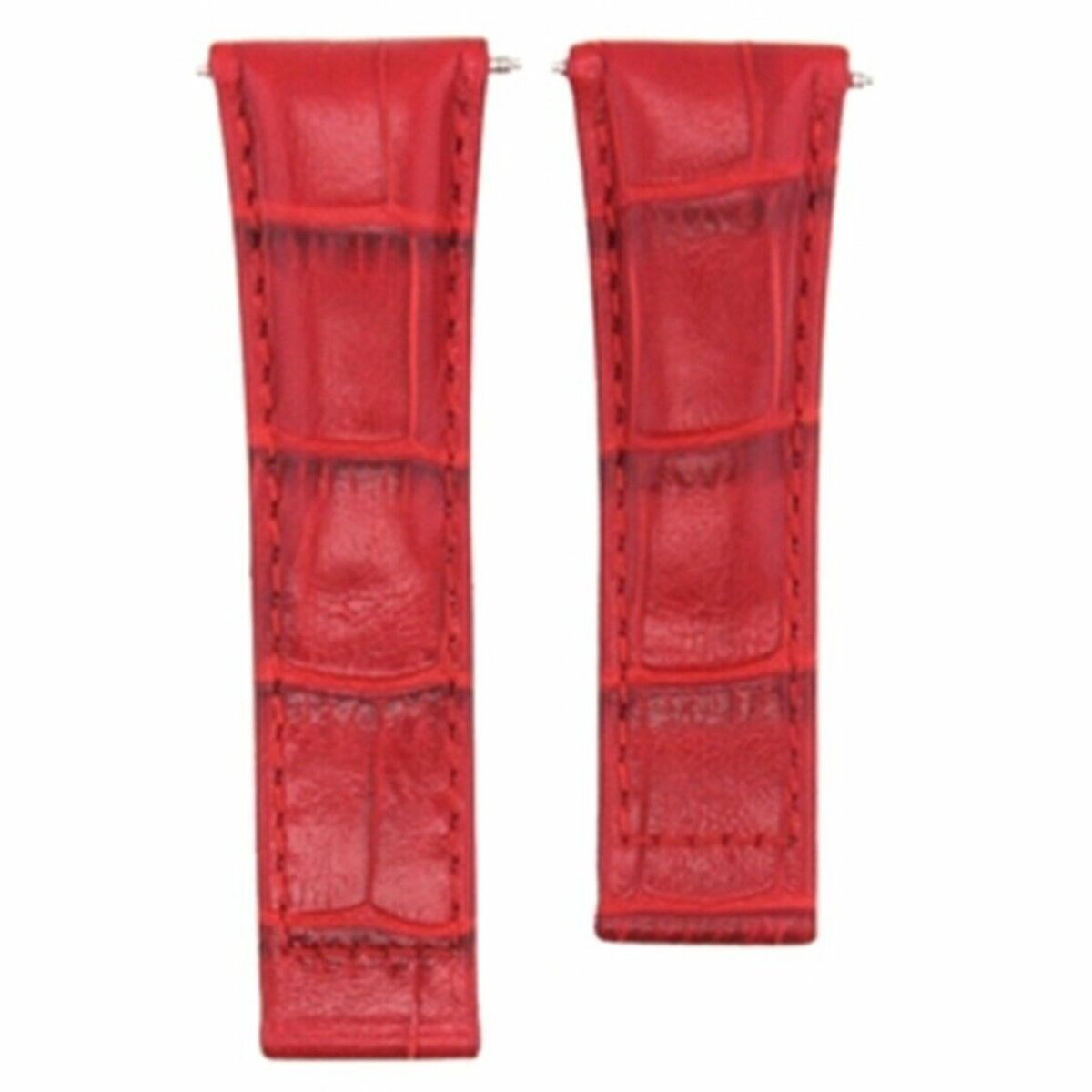 20MM LEATHER WATCH BAND STRAP FITS ALL ROLEX DAYTONA MODEL SHORT-MEDIUM ENDPIECE, Red (Short), view 3