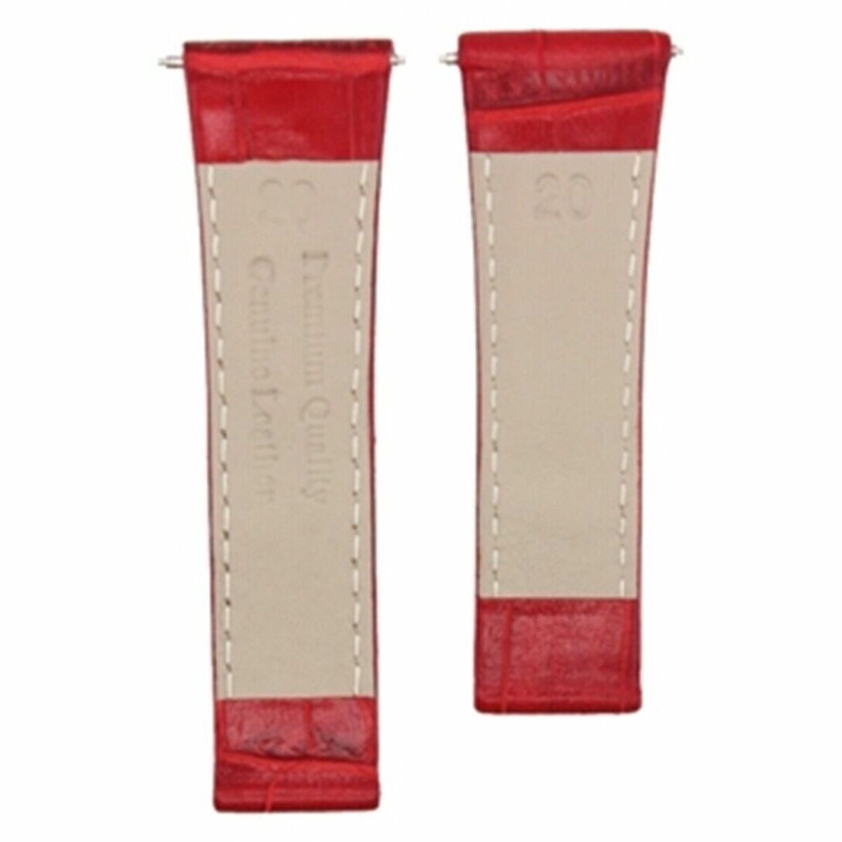 20MM LEATHER WATCH BAND STRAP FITS ALL ROLEX DAYTONA MODEL SHORT-MEDIUM ENDPIECE, Red (Short), front view
