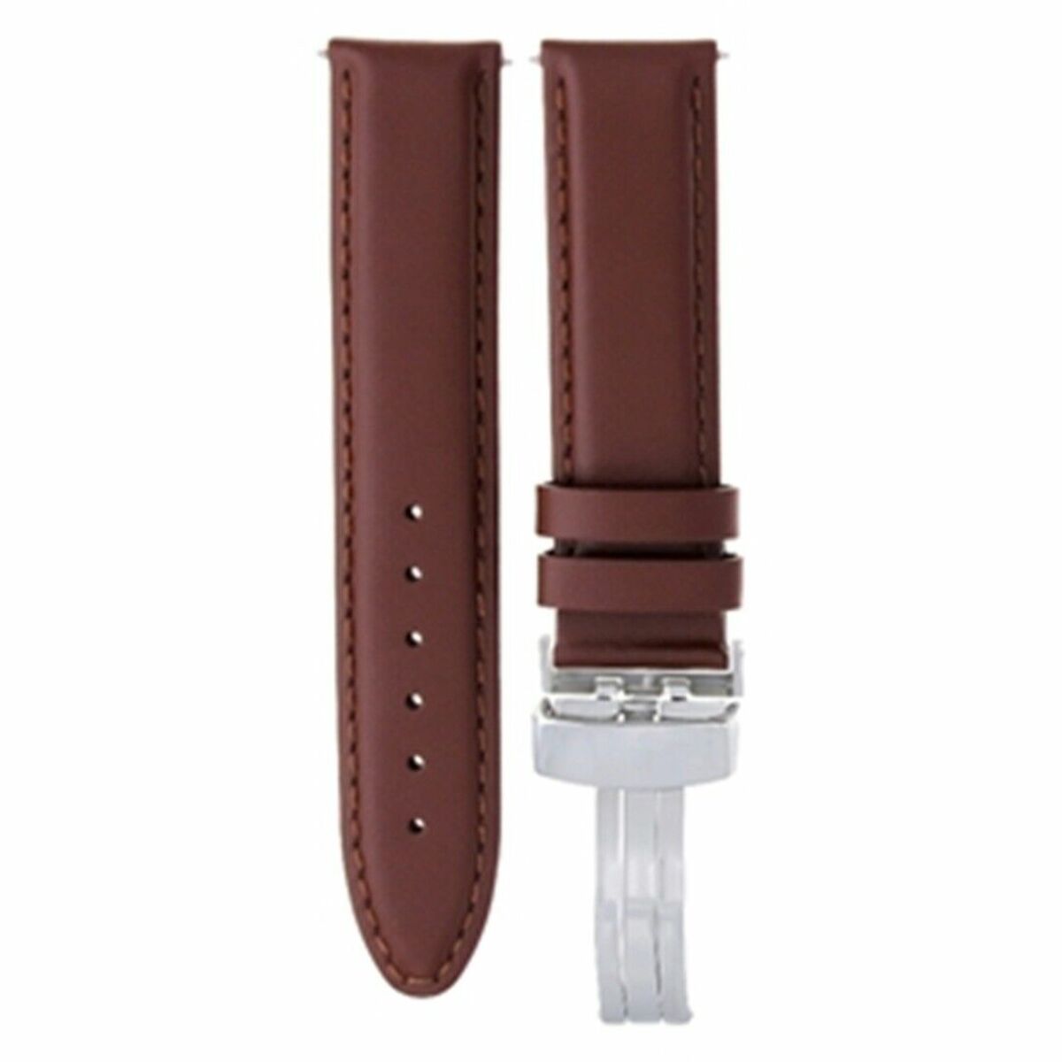 22MM LEATHER WATCH STRAP SMOOTH BAND DEPLOY CLASP FOR BREITLING TAN L/BROWN