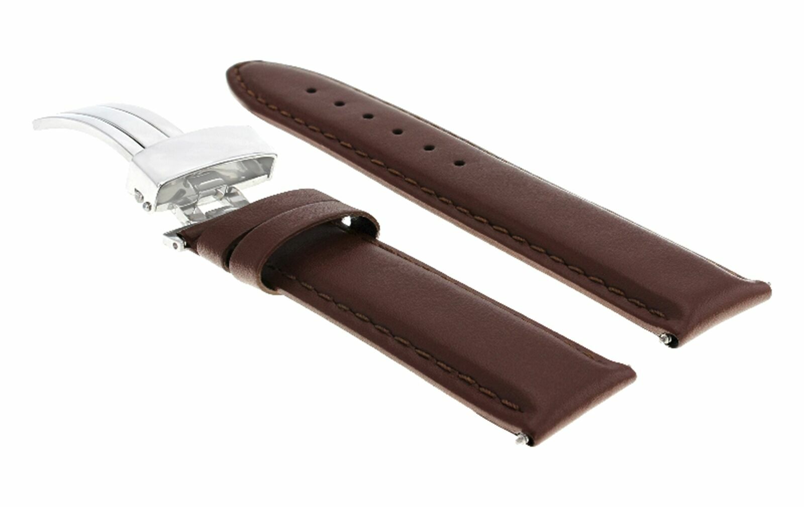 22MM GENUINE LEATHER WATCH BAND STRAP DEPLOYMENT BUCKLE FOR IWC TOP GUN L/BROWN