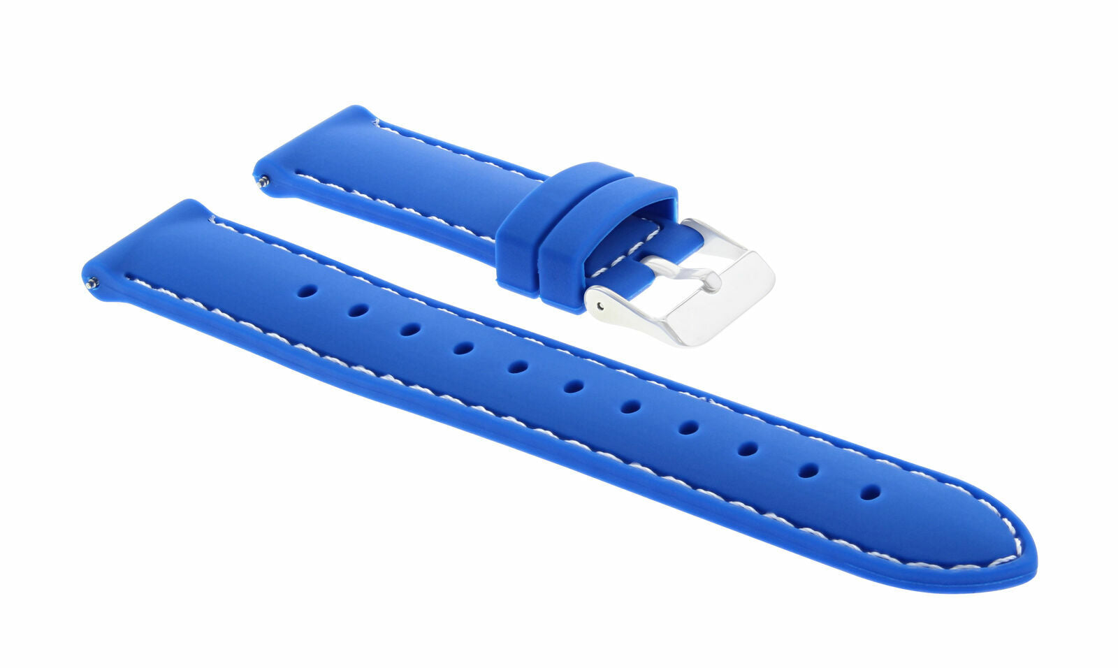 20MM SOFT RUBBER DIVER WATCH BAND STRAP BULOVA ACCUTRON WATCH BLUE WHITE STITCH