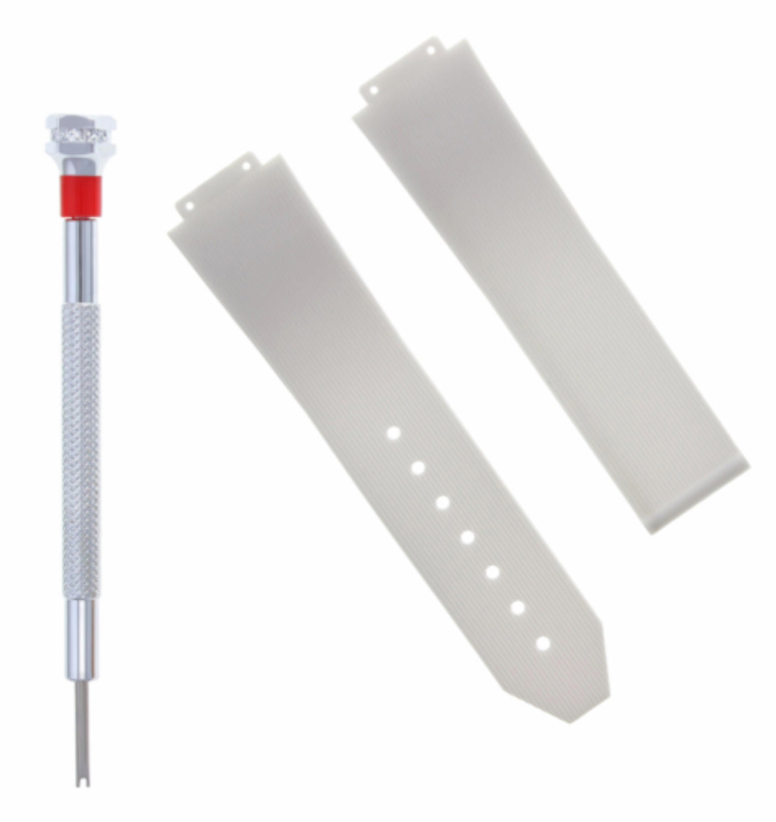 21MM RUBBER WATCH BAND FOR 38MM HUBLOT CLASSIC FUSION WATCH + SCREWDRIVER WHITE