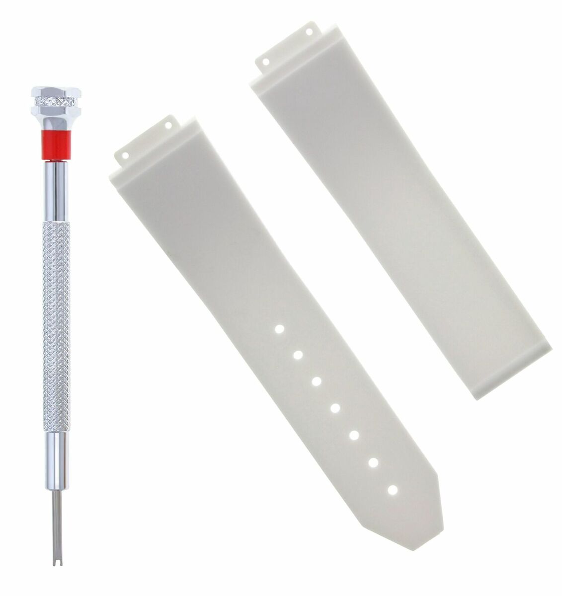 21MM RUBBER WATCH BAND FOR 38MM HUBLOT CLASSIC FUSION WATCH + SCREWDRIVER WHITE