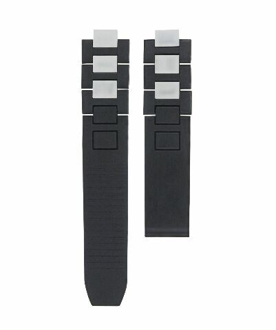 20MM RUBBER SILICONE BAND RUBBER STRAP FOR CARTIER 21 CHRONOSCAPH WATCH BLACK