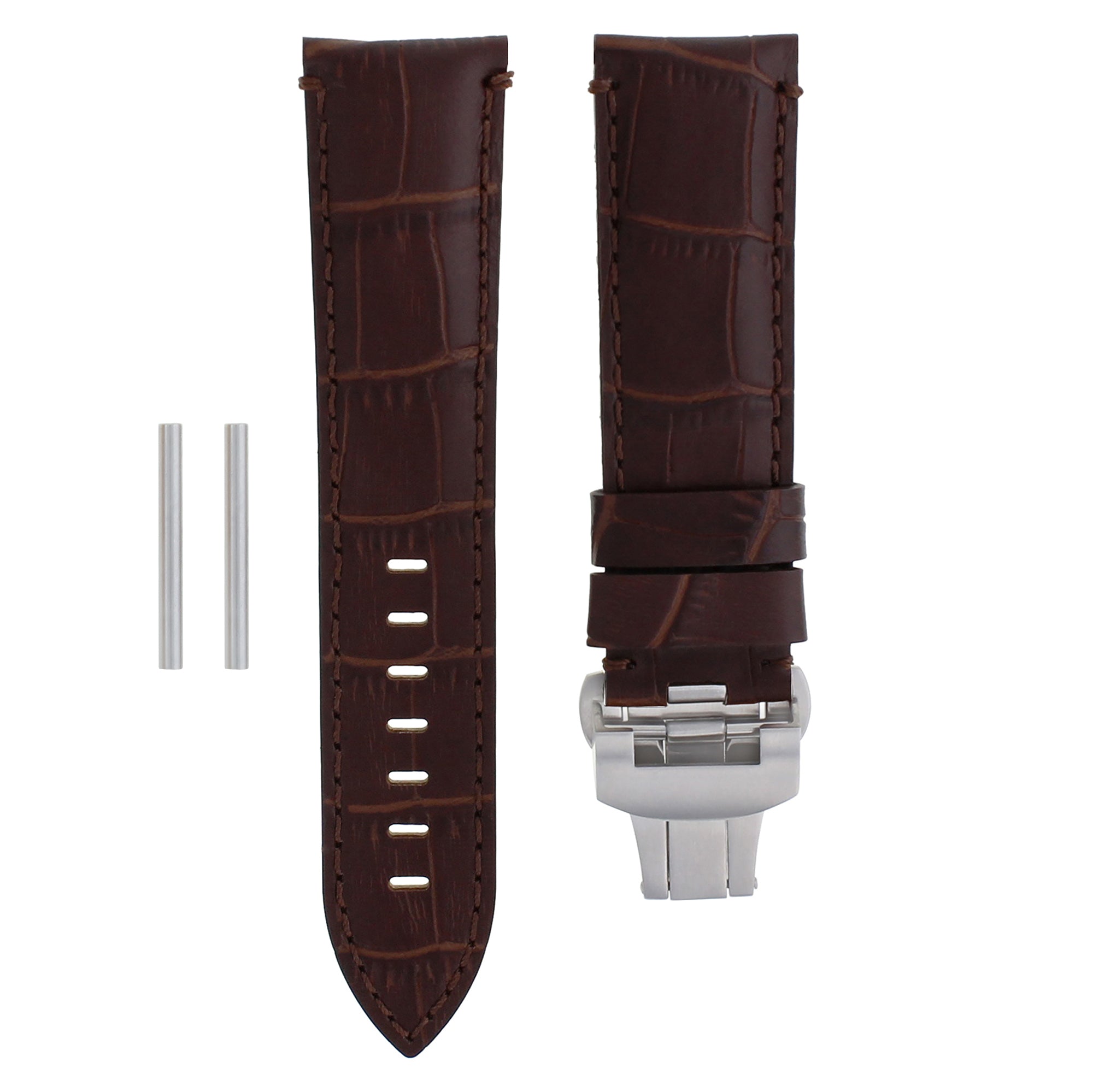 24MM LEATHER WATCH BAND STRAP DEPLOYMENT CLASP FOR PAM 44MM PANERAI 104 BROWN