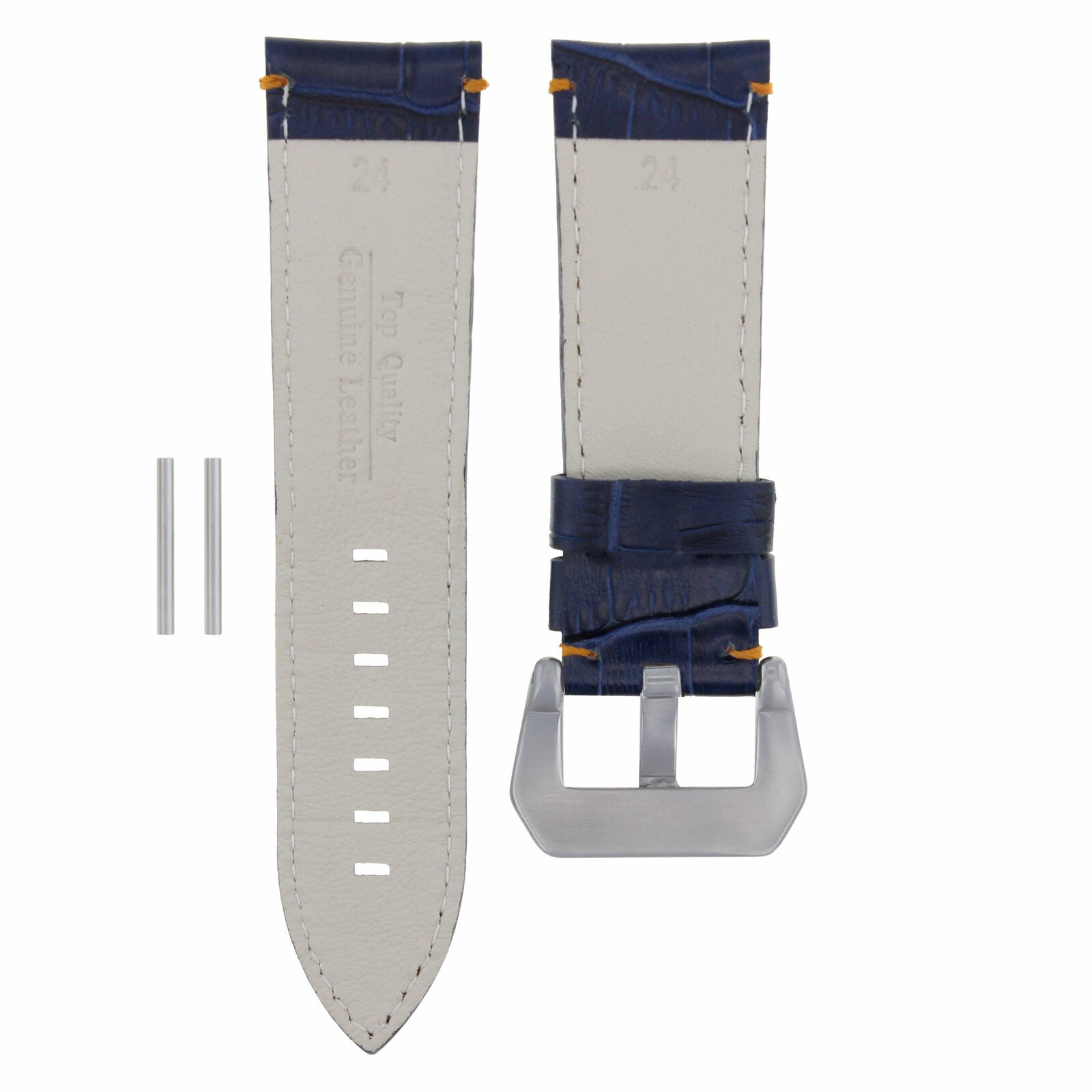 22MM GENUINE PAM LEATHER WATCH BAND STRAP FOR PANERAI PAM BLUE ORANGE STITCHING