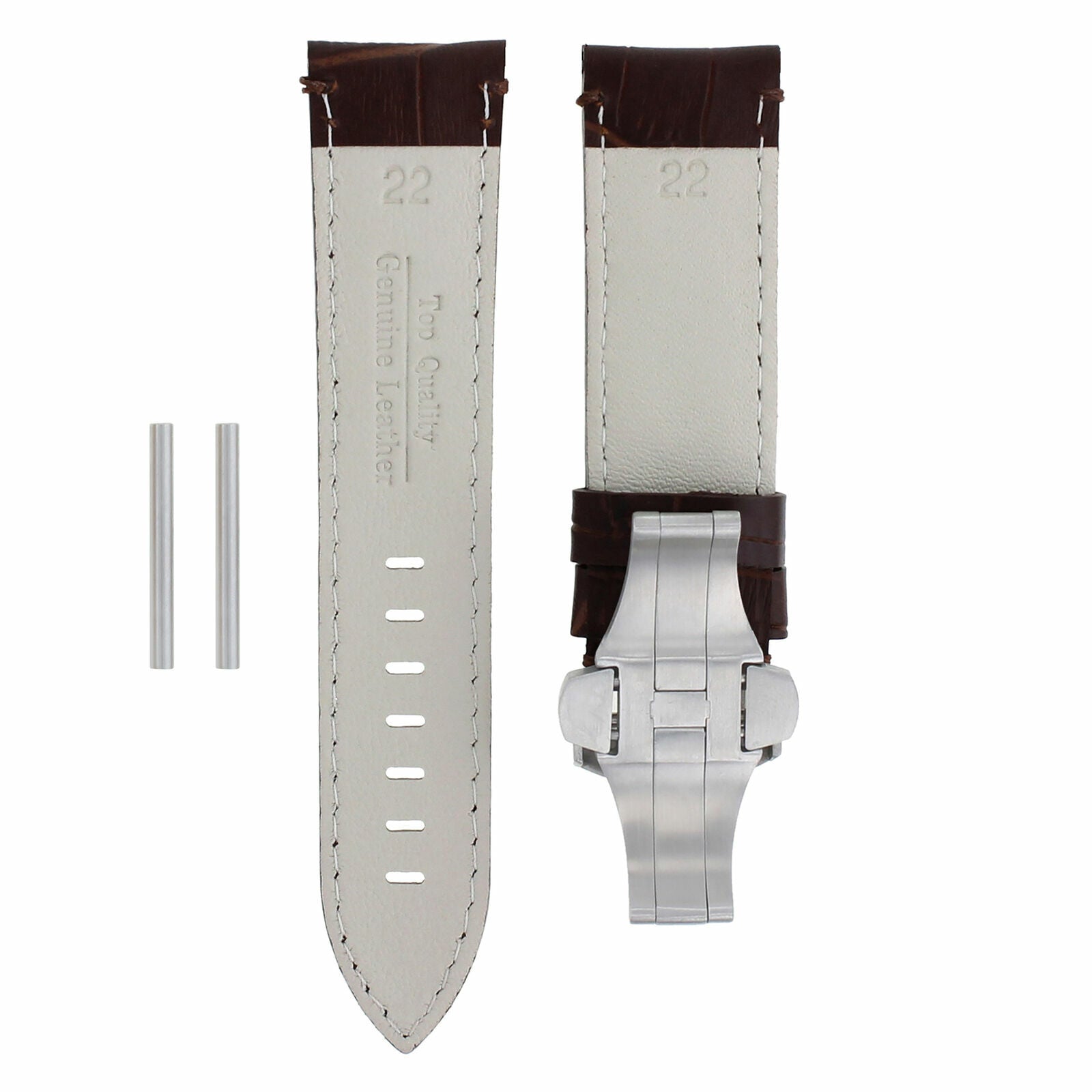 22MM LEATHER BAND STRAP FOR PAM PANERAI  111 119 244 GMT DEPLOYMENT CLASP BROWN