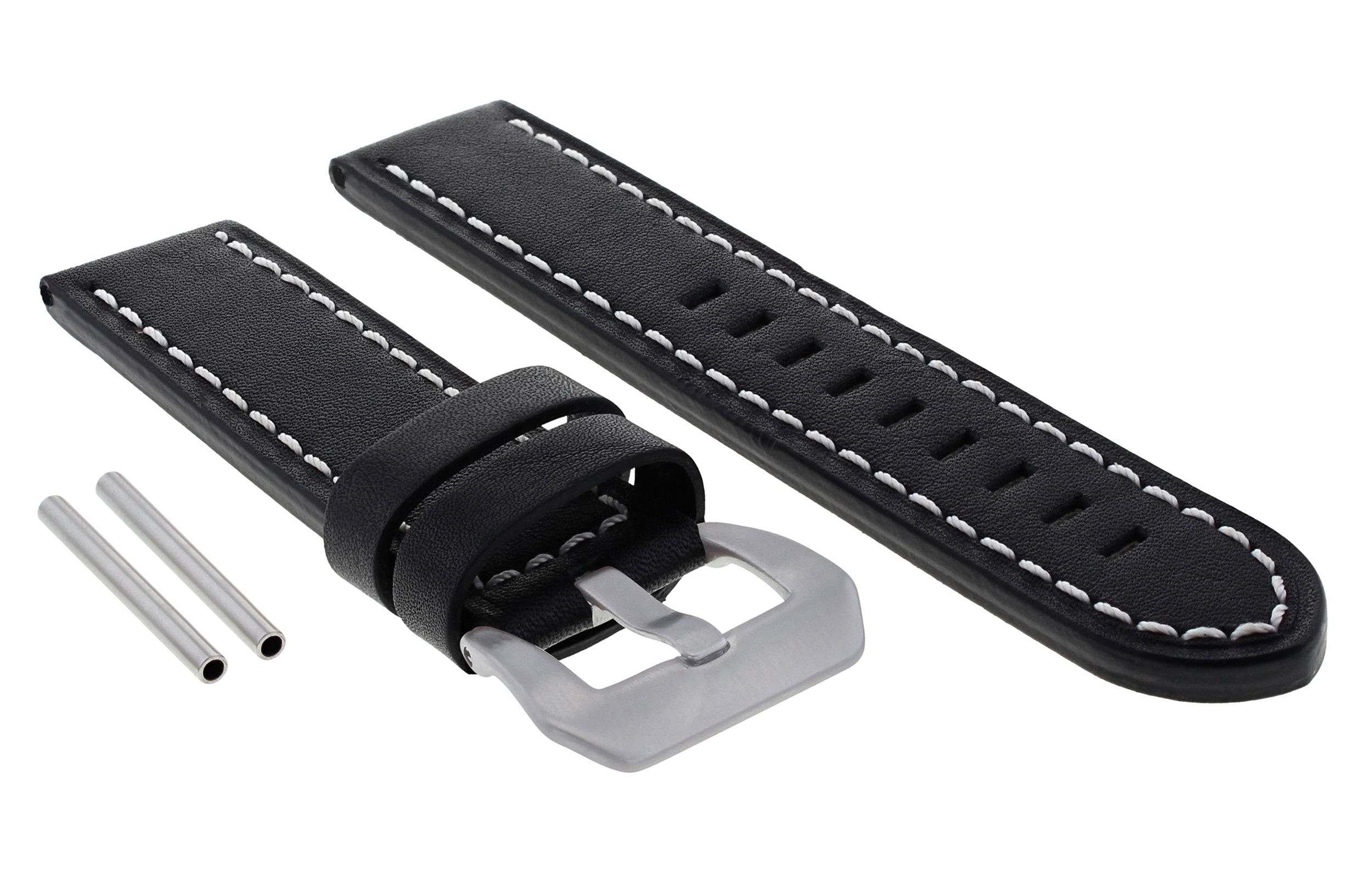 24MM BUFFALO LEATHER WATCH BAND PAM STRAP FOR PANERAI LUMINOR MARINA BLACK WS