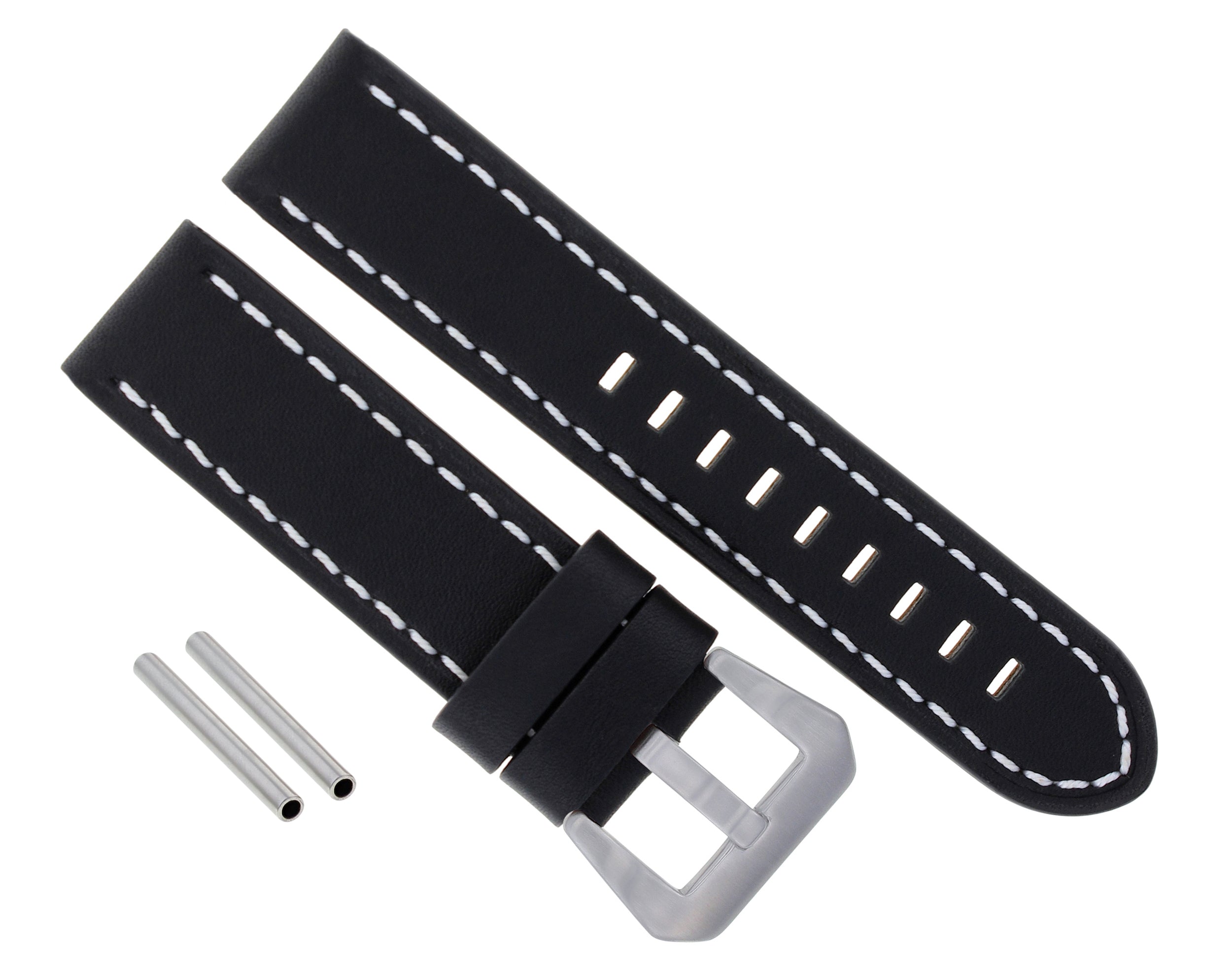 24MM BUFFALO LEATHER WATCH BAND PAM STRAP FOR PANERAI LUMINOR MARINA BLACK WS