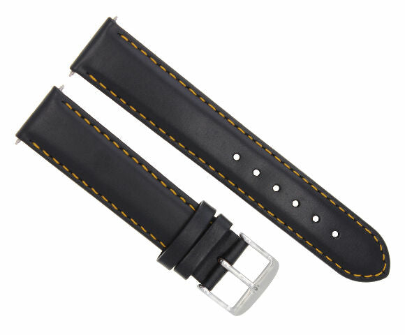 24mm Smooth Leather Watch Band Strap for 44mm Panerai Marina Luminor Black