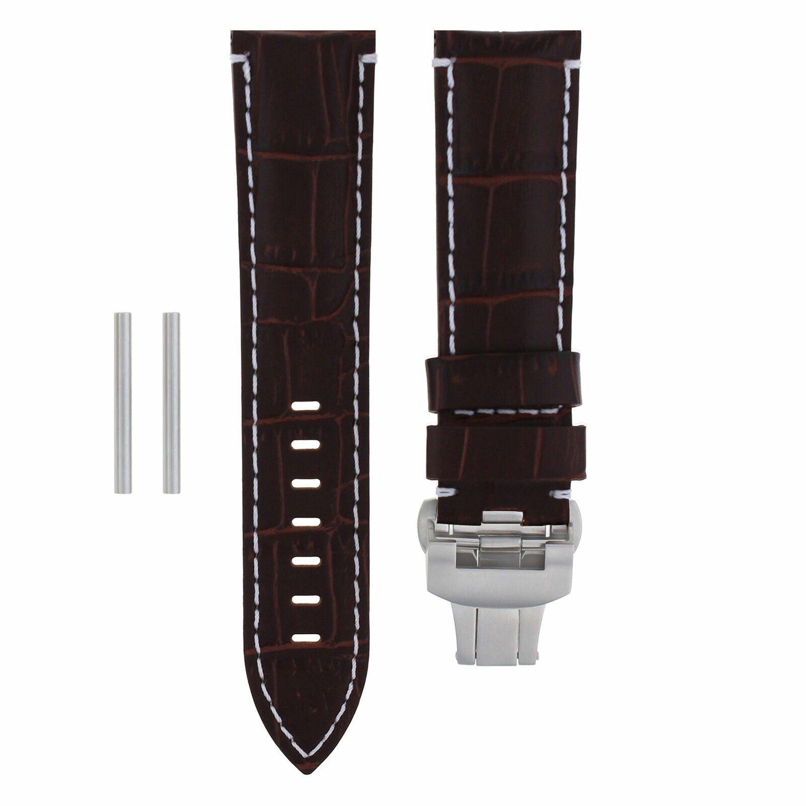 22MM PAM LEATHER STRAP BAND FOR PANERAI 111 GMT DEPLOYMENT CLASP BUCKLE BROWN WS