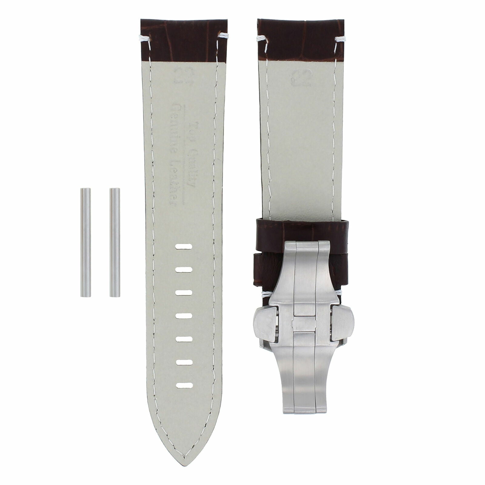 22MM PAM LEATHER STRAP BAND FOR PANERAI 111 GMT DEPLOYMENT CLASP BUCKLE BROWN WS