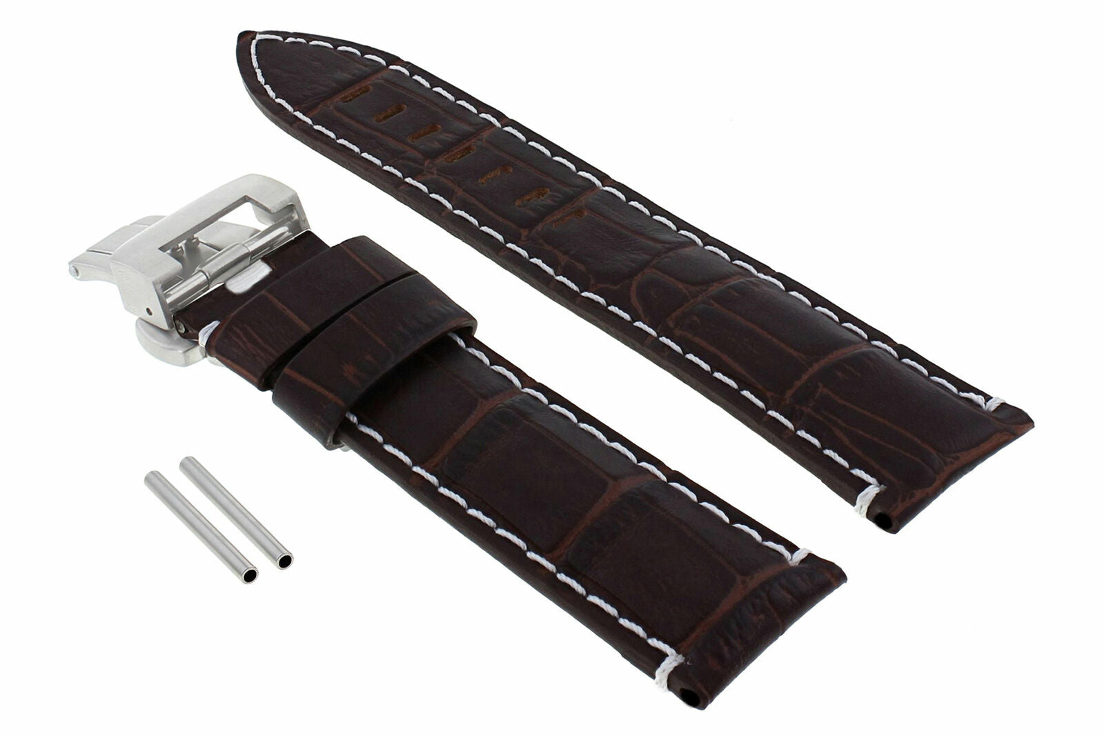 22MM PAM LEATHER STRAP BAND FOR PANERAI 111 GMT DEPLOYMENT CLASP BUCKLE BROWN WS