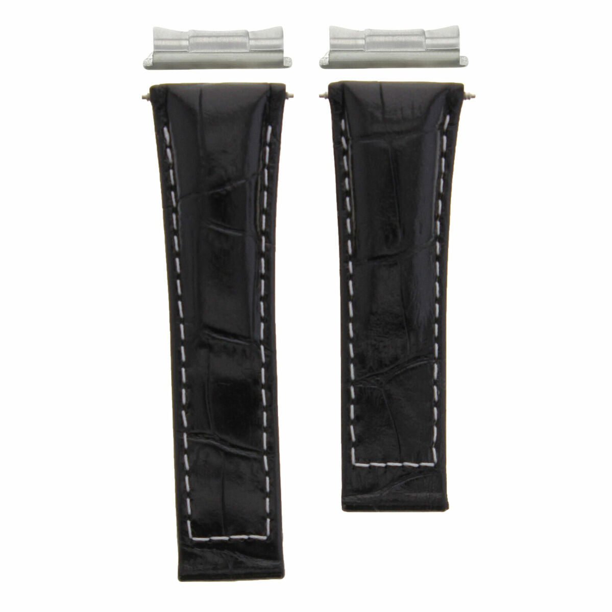 LEATHER BAND STRAP FOR ROLEX DAYTONA 116519 + END PIECE (LUGS) BLACK WS SHORT