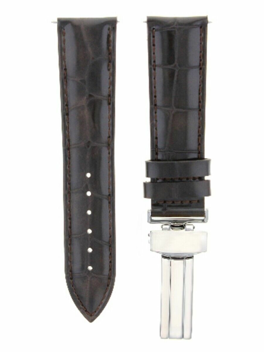 17MM LEATHER WATCH BAND STRAP DEPLOYMENT CLASP BUCKLE FOR TAG HEUER WATCH BROWN