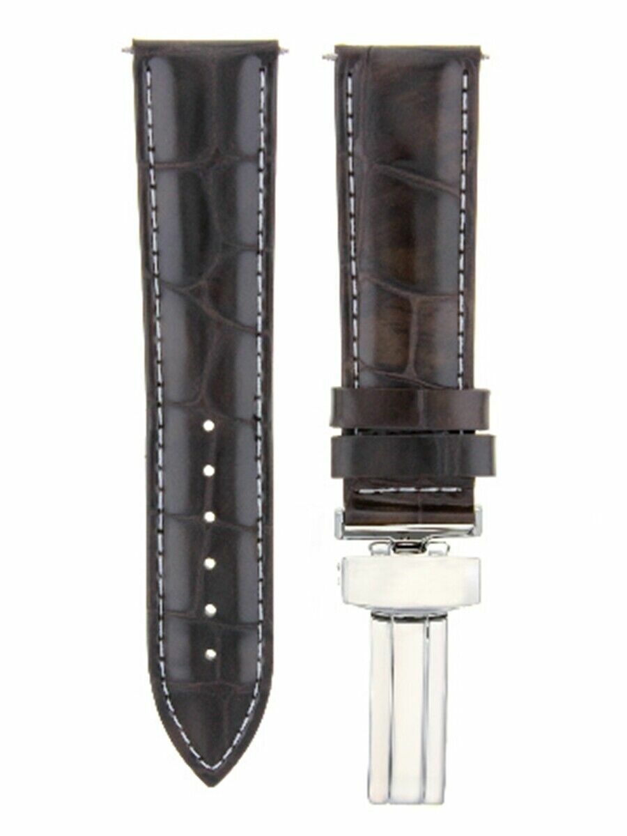 17 MM LEATHER WATCH BAND DEPLOYMENT CLASP STRAP BAND FOR TAG HEUER WATCH BROWN