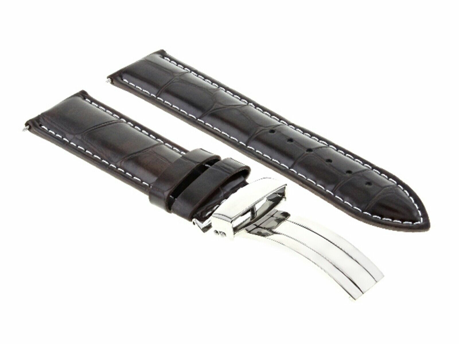 17 MM LEATHER WATCH BAND DEPLOYMENT CLASP STRAP BAND FOR TAG HEUER WATCH BROWN