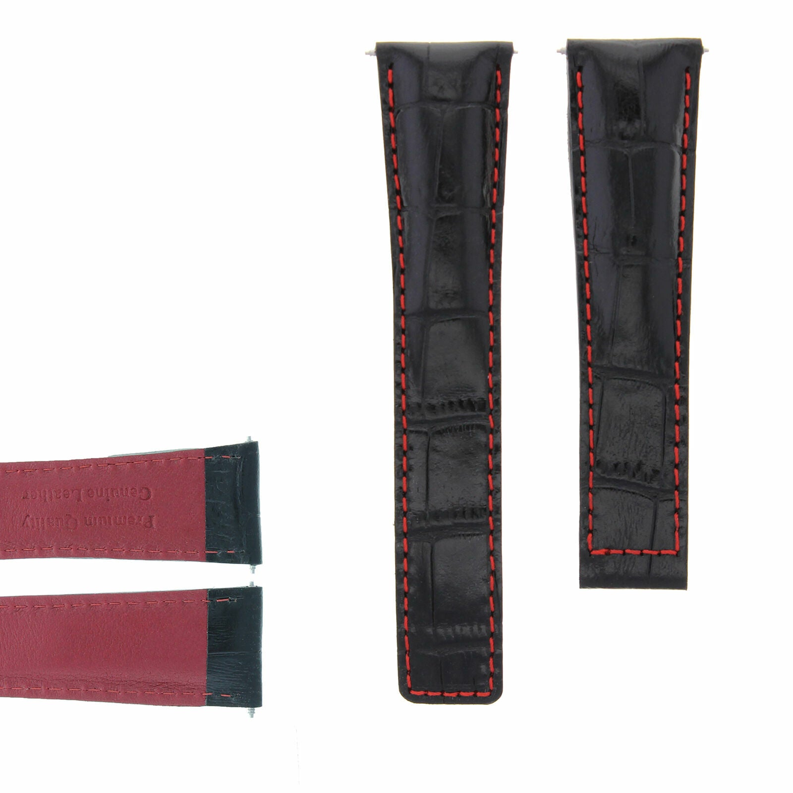 22MM CARRERA BAND STRAP FOR TAG HEUER MONACO CAW2111.FC6183  BLACK RED STITCH