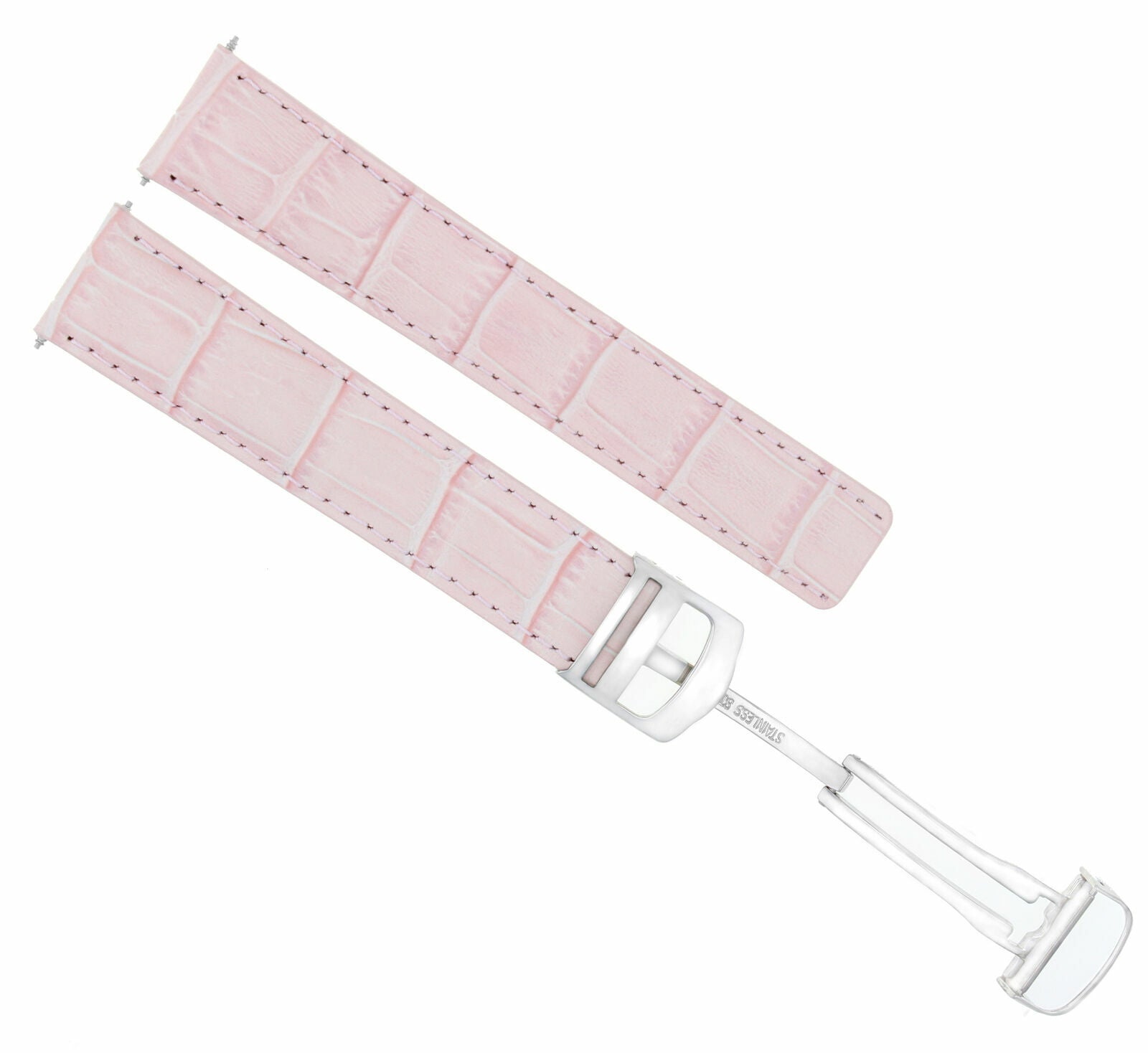 18MM LEATHER WATCH BAND STRAP DEPLOYMENT CLASP FOR FIT CARTIER TANK PINK  #1CD