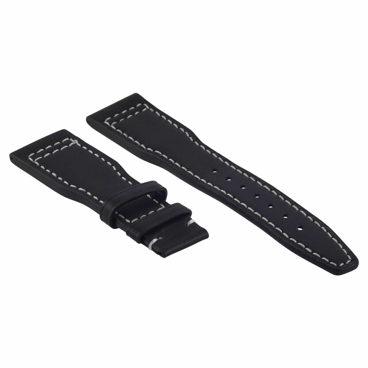 22MM CALF LEATHER WATCH STRAP BAND DEPLOYMENT CLASP FOR IWC WATCH PILOT BLACK WS