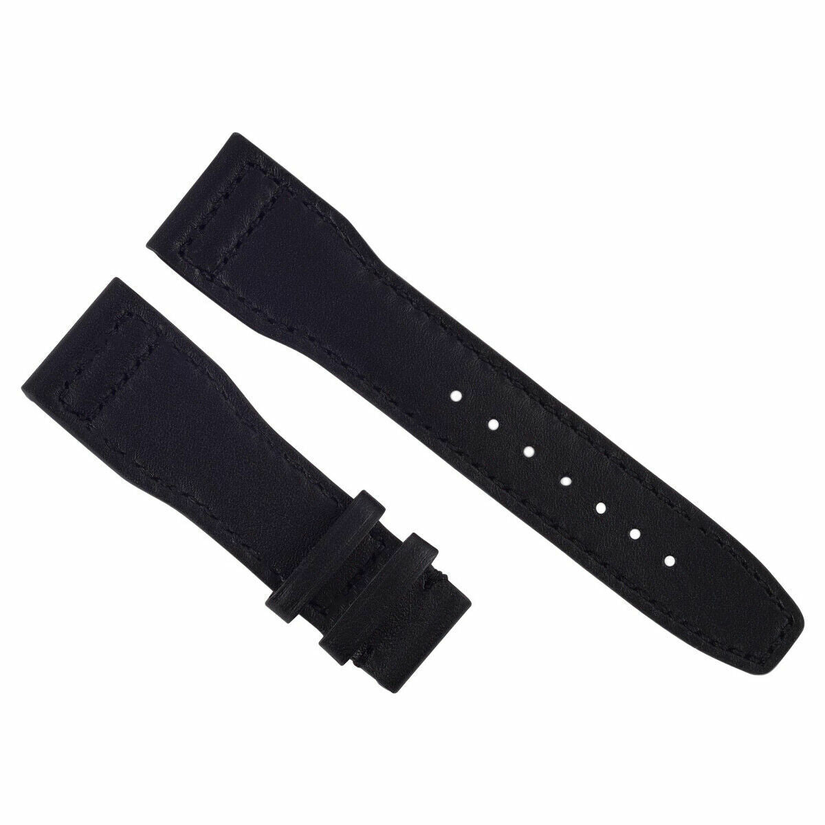 22MM LEATHER WATCH STRAP BAND DEPLOYMENT CLASP FOR IWC PILOT PORTUGESE BLACK