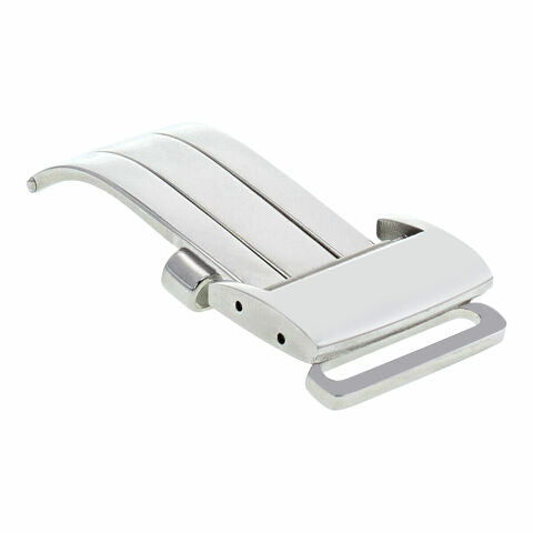 18MM  CLASP BUCKLE DEPLOYMENT WATCH BAND FOR BREITLING PILOT LEATHER STRAP SHINY