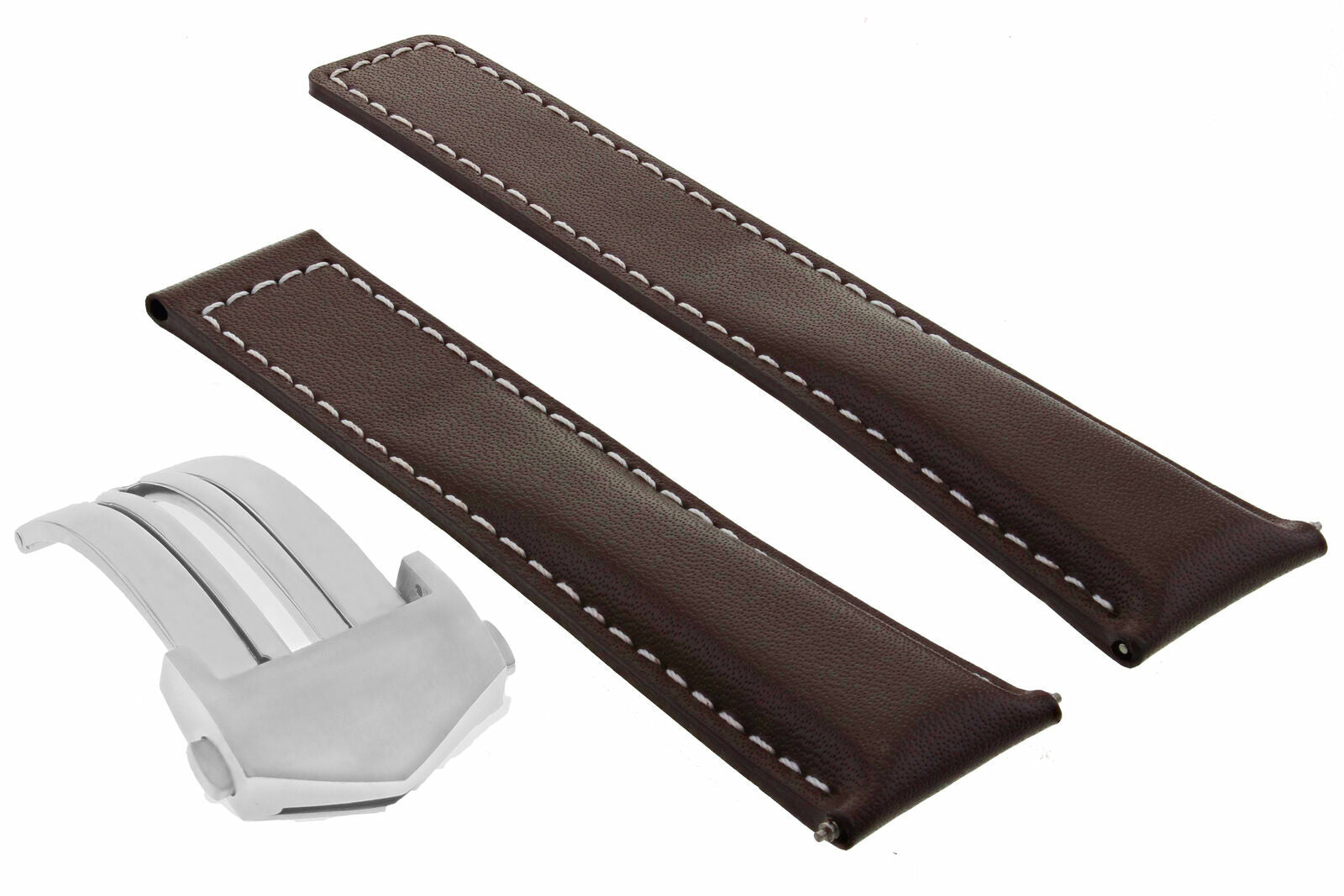 19MM LEATHER WATCH STRAP BAND CLASP FOR TAG HEUER CARRERA TWIN TIME F1 BROWN WS