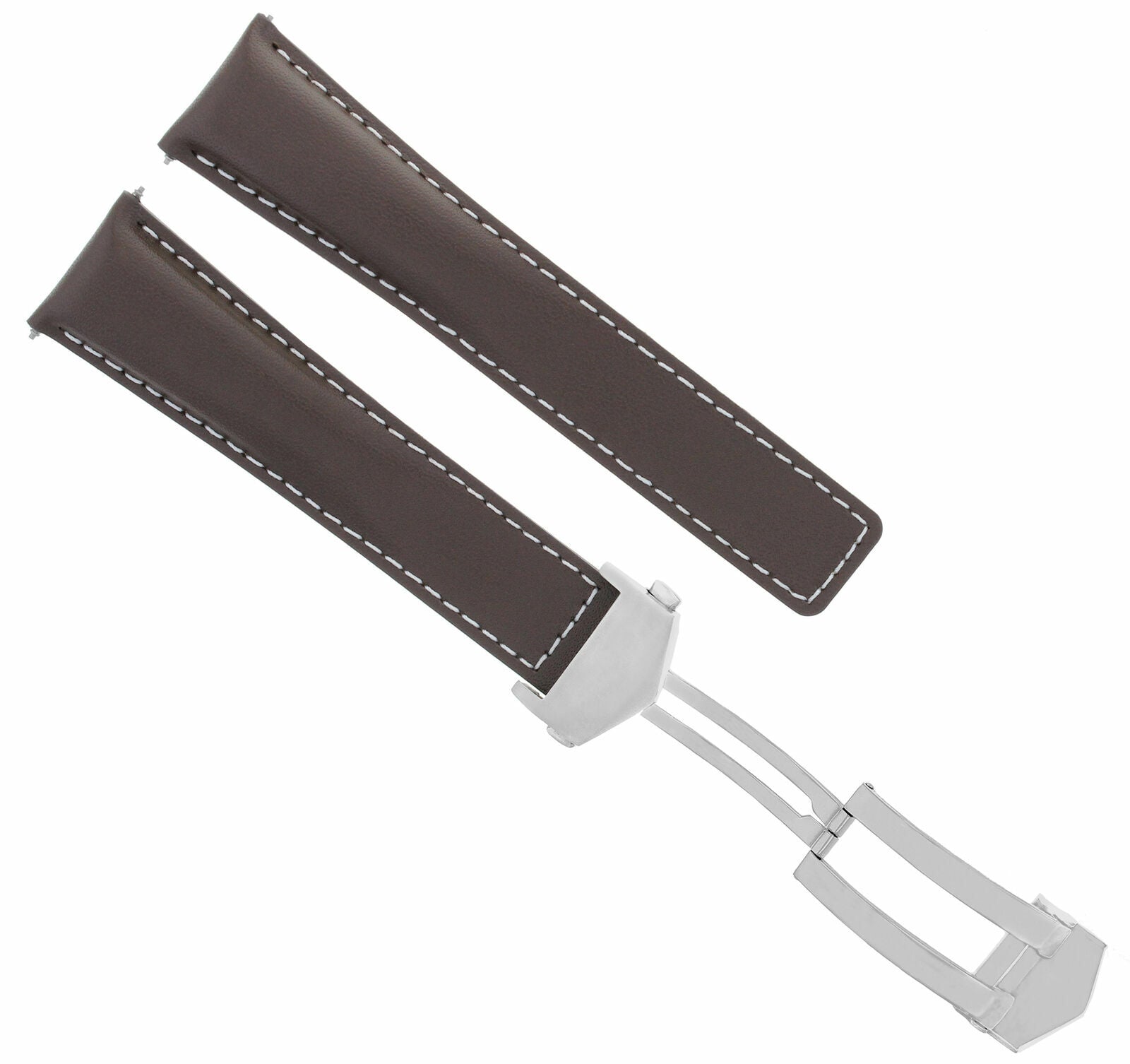 19MM LEATHER WATCH STRAP BAND CLASP FOR TAG HEUER CARRERA TWIN TIME F1 BROWN WS
