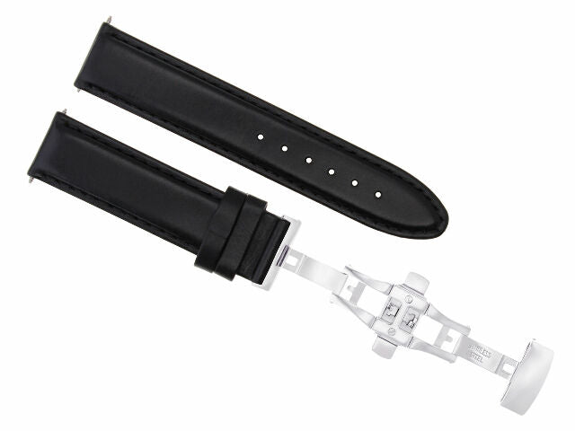 18MM SMOOTH LEATHER WATCH BAND STRAP BUCKLE FOR TAG HEUER AQUARACER F1 BLACK