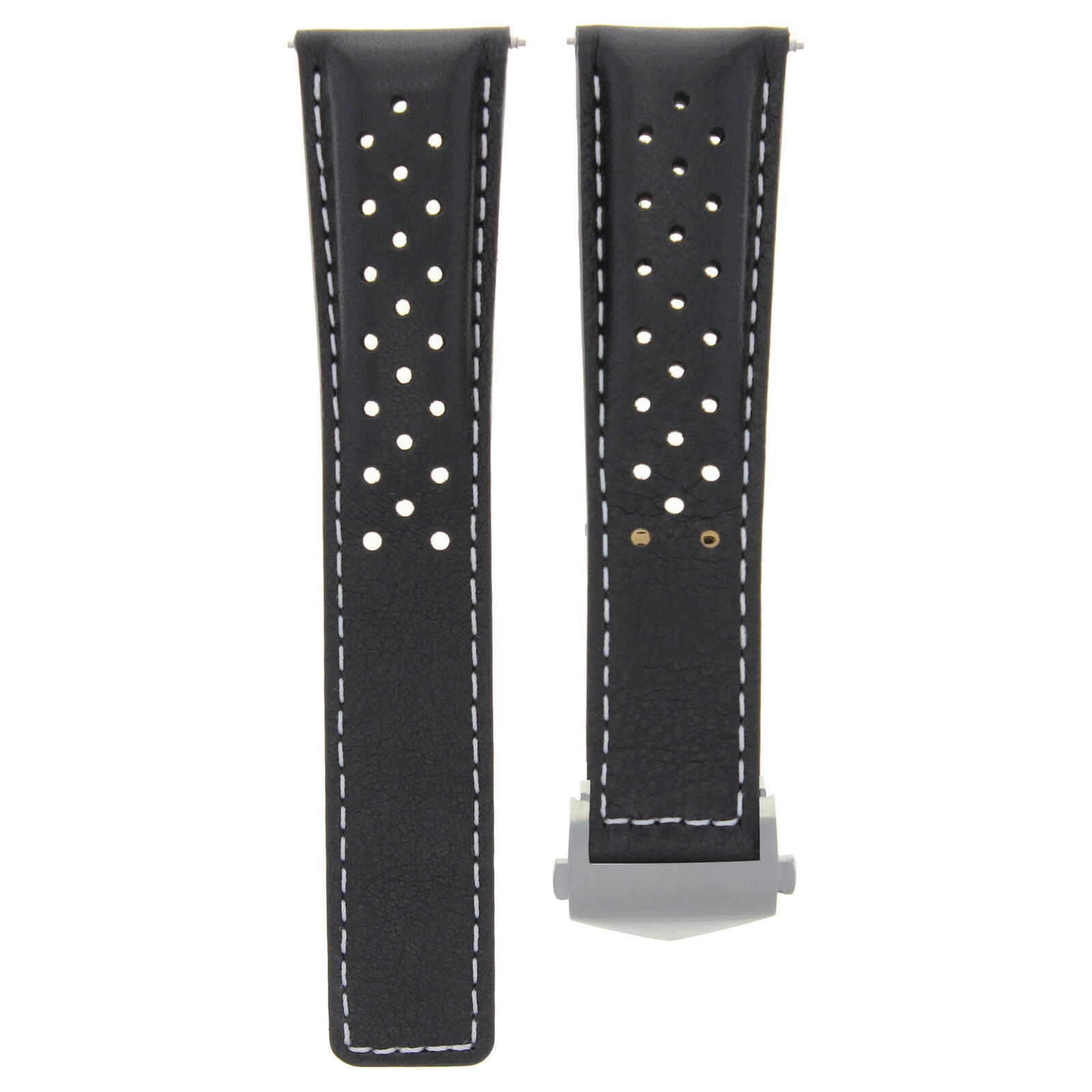 LEATHER WATCH BAND STRAP SMOOTH 20MM FOR TAG HEUER CARRERA CV2010 WATCH BLACK WS