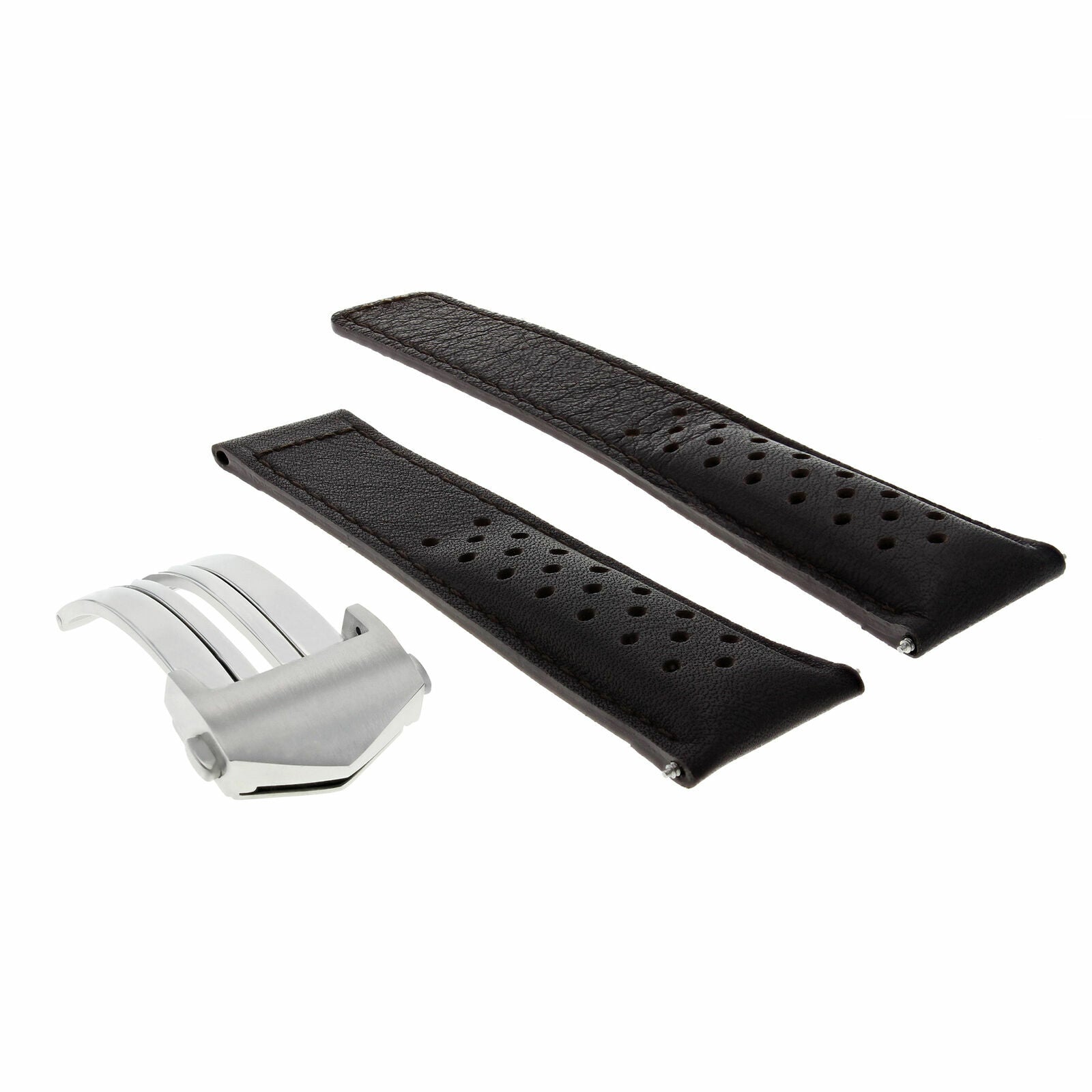 LEATHER BAND STRAP 20MM FOR TAG HEUER CARRERA CV2013 CALIBRE 16 BROWN PERFORAT