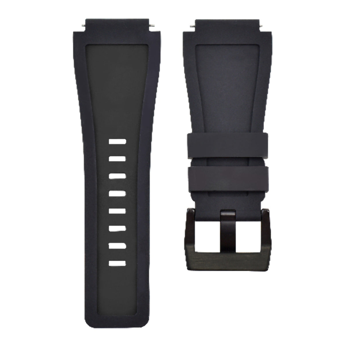 24MM SILICONE RUBBER WATCH BAND BRACELET STRAP FOR BELL ROSS BR-01-BR-03 BLACK