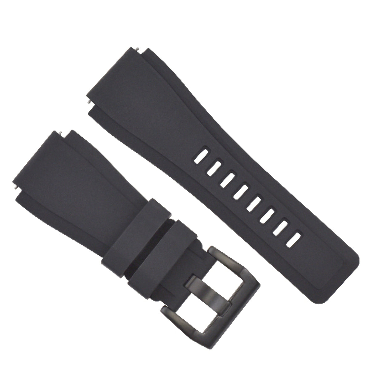 24MM SILICONE RUBBER WATCH BAND BRACELET STRAP FOR BELL ROSS BR-01-BR-03 BLACK