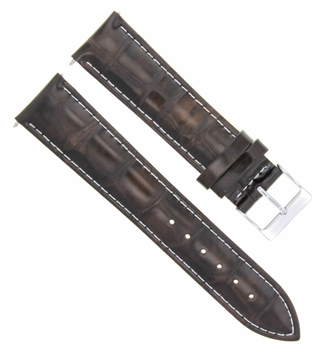 22MM LEATHER WATCH STRAP BAND FOR INVICTA DIVER WATCH DARK BROWN WHITE STITCH