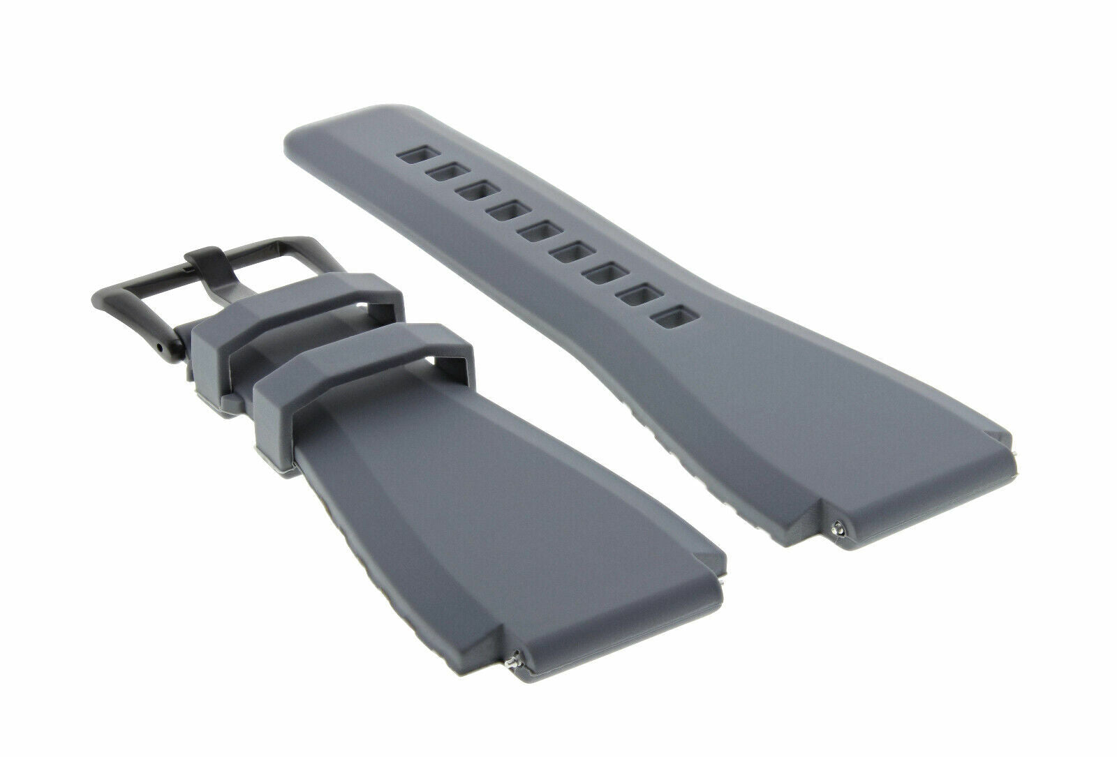 24MM SILICONE RUBBER WATCH BAND STRAP FOR BELL ROSS BR-01-BR-03 WATCH GREY BLACK