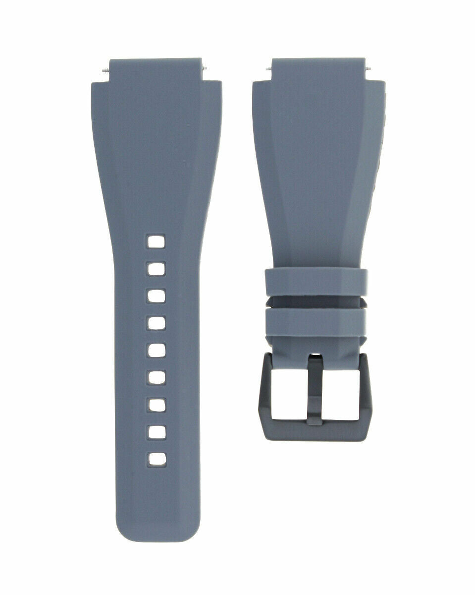 24MM SILICONE RUBBER WATCH BAND STRAP FOR BELL ROSS BR-01-BR-03 WATCH GREY BLACK