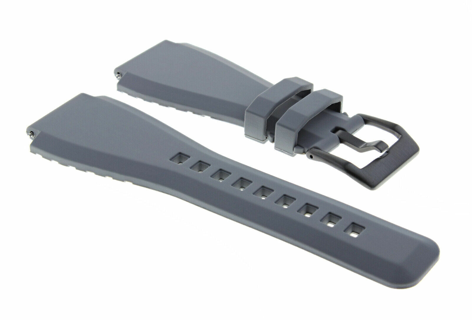 24MM SILICONE RUBBER WATCH BAND STRAP FOR BELL ROSS BR-01-BR-03 WATCH GREY BLACK