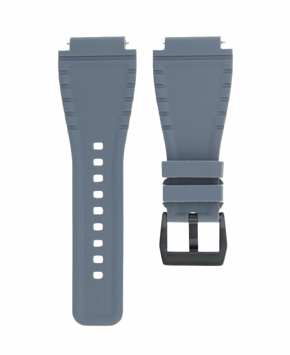 24MM SILICONE RUBBER WATCH BAND STRAP FOR BELL ROSS BR-01-BR-03 WATCH GREY BLACK