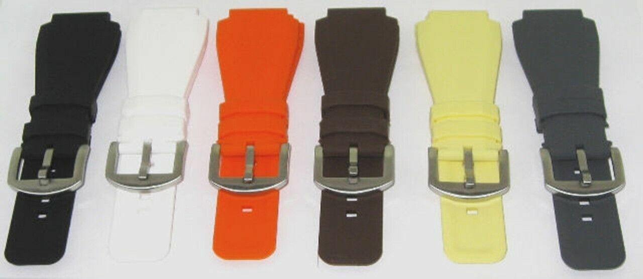 24MM RUBBER STRAP WATCH BAND FOR BELL ROSS BR-01-BR-03 MODEL WATCH GREY BRUSH