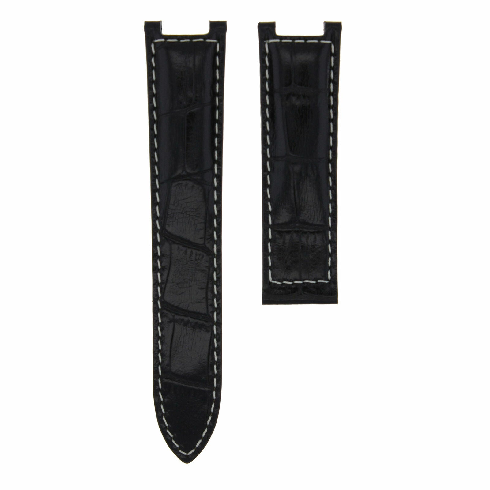20MM LEATHER STRAP BAND FOR 38MM CARTIER PASHA WATCH 205 1032 1033 CLASP BLACK W