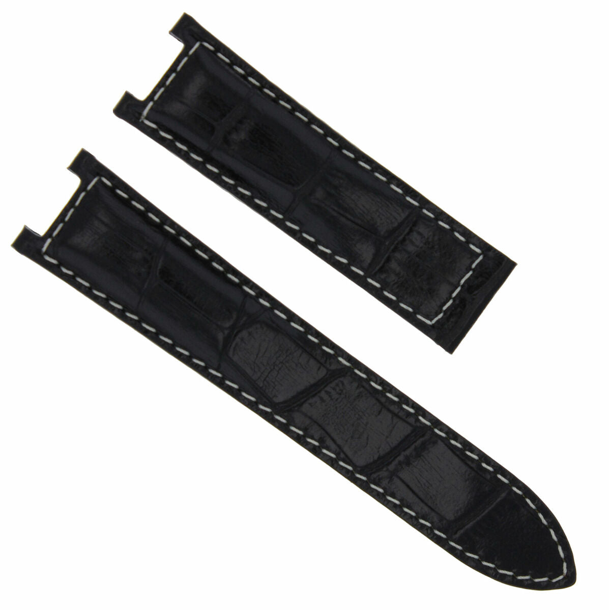 20MM LEATHER STRAP BAND FOR 38MM CARTIER PASHA WATCH 205 1032 1033 CLASP BLACK W