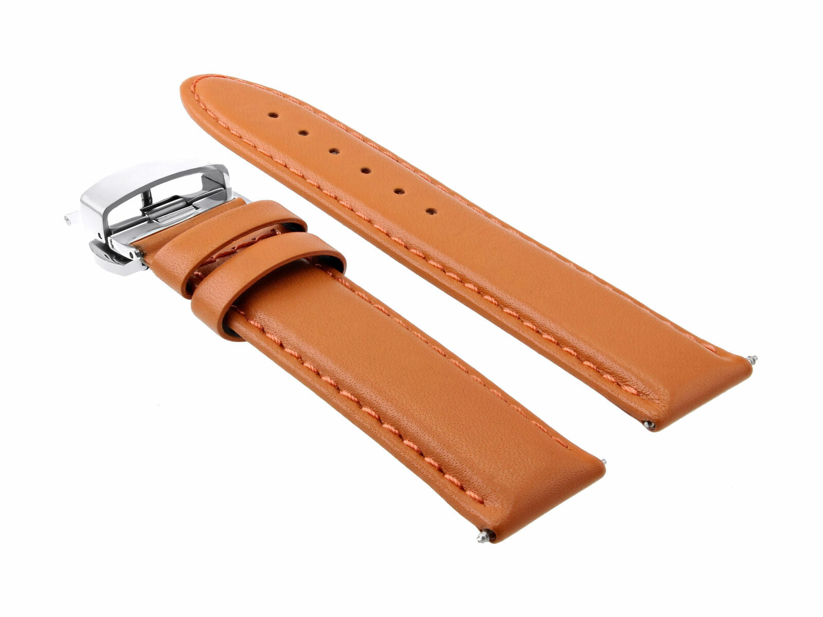 18/18MM LEATHER WATCH STRAP BAND FOR OMEGA SPEEDMASTER DEPLOYMENT CLASP ORANGE