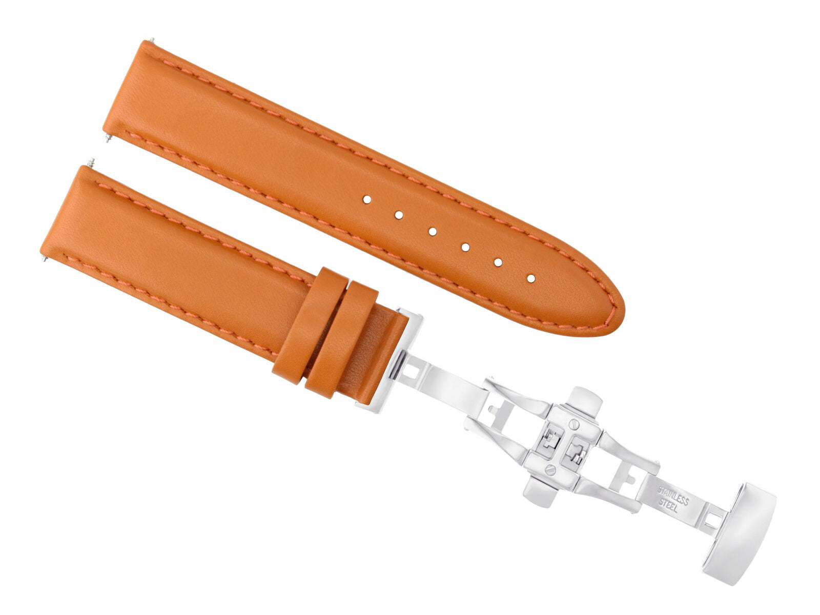 18/18MM LEATHER WATCH STRAP BAND FOR OMEGA SPEEDMASTER DEPLOYMENT CLASP ORANGE