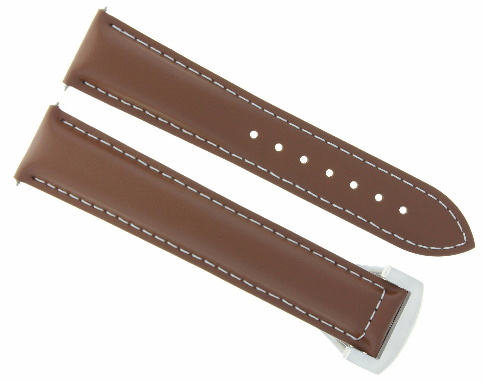 22MM LEATHER STRAP WATCH BAND FOR OMEGA SEAMASTER PLANET OCEAN CLASP TAN WS