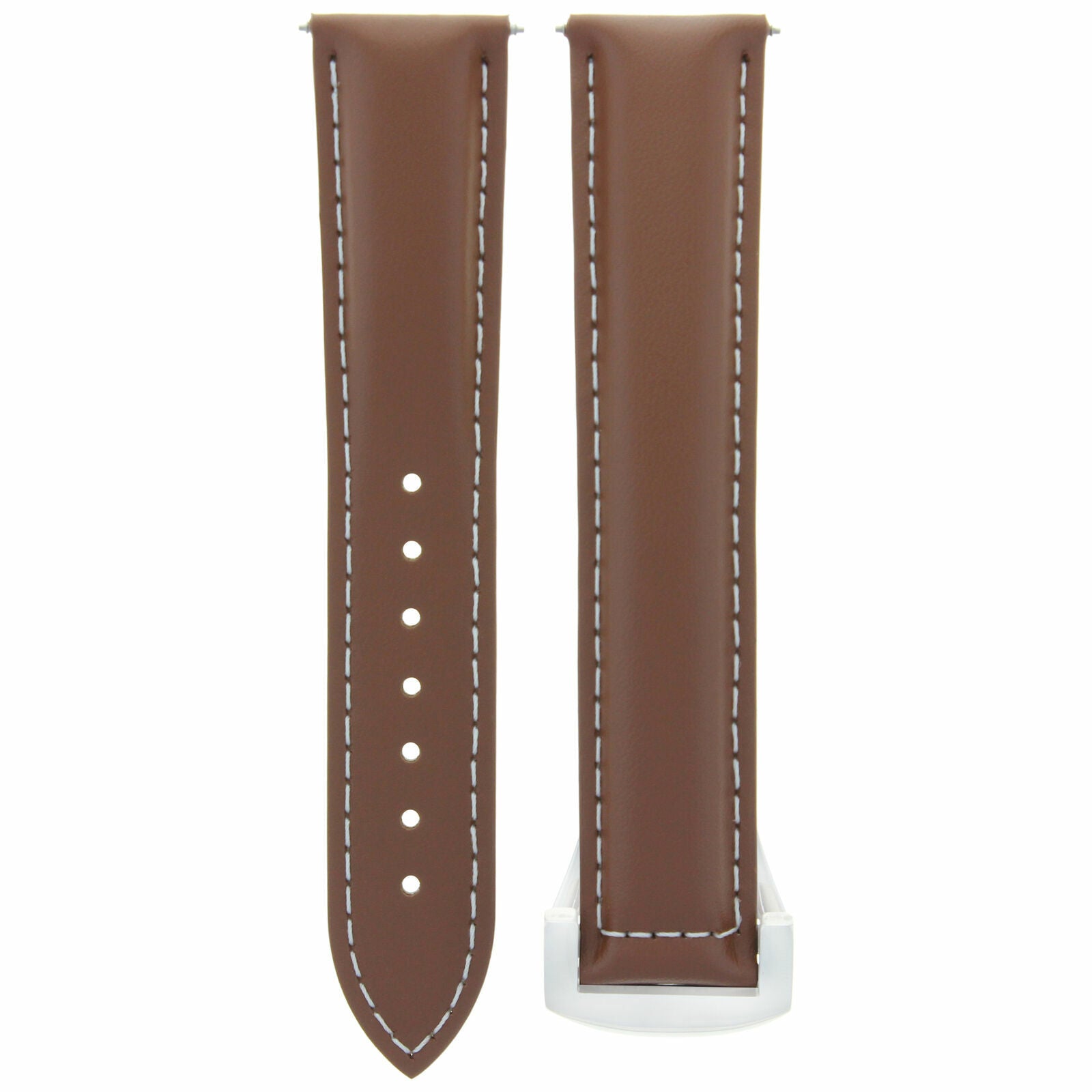 22MM LEATHER STRAP WATCH BAND FOR OMEGA SEAMASTER PLANET OCEAN CLASP TAN WS