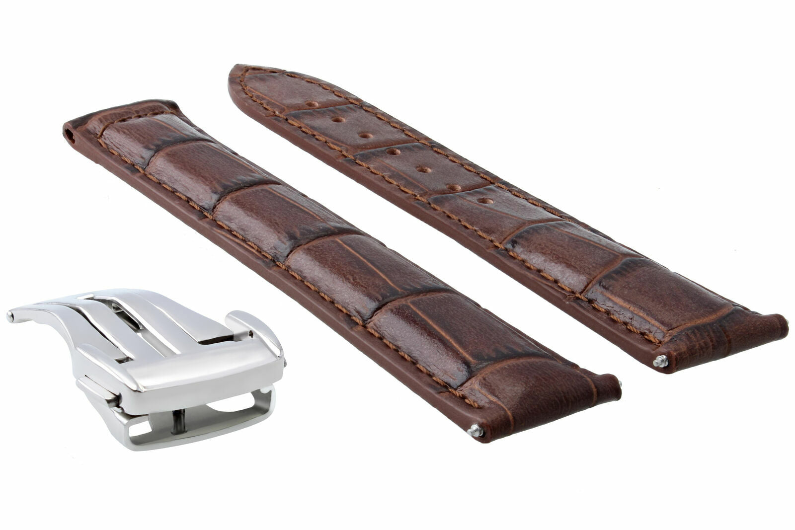 22/18MM LEATHER STRAP DEPLOYMENT CLASP FOR OMEGA SPEEDMASTER 57 MOON L/BROWN