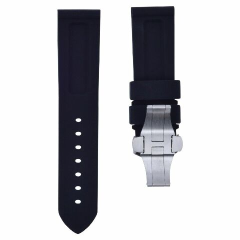 22MM RUBBER STRAP BAND CLASP FOR LUMINOX SENTRY A0201.BO BLACKOUT 0200 BLACK