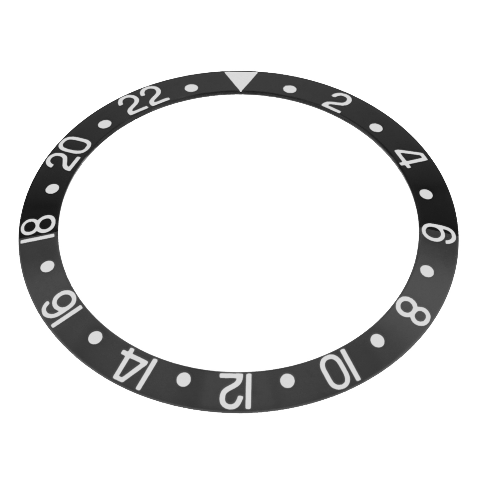 BEZEL INSERT FOR 44MM CASE OF ALPHA GMT DIVER AUTOMATIC WATCH BLACK SILVER FONT
