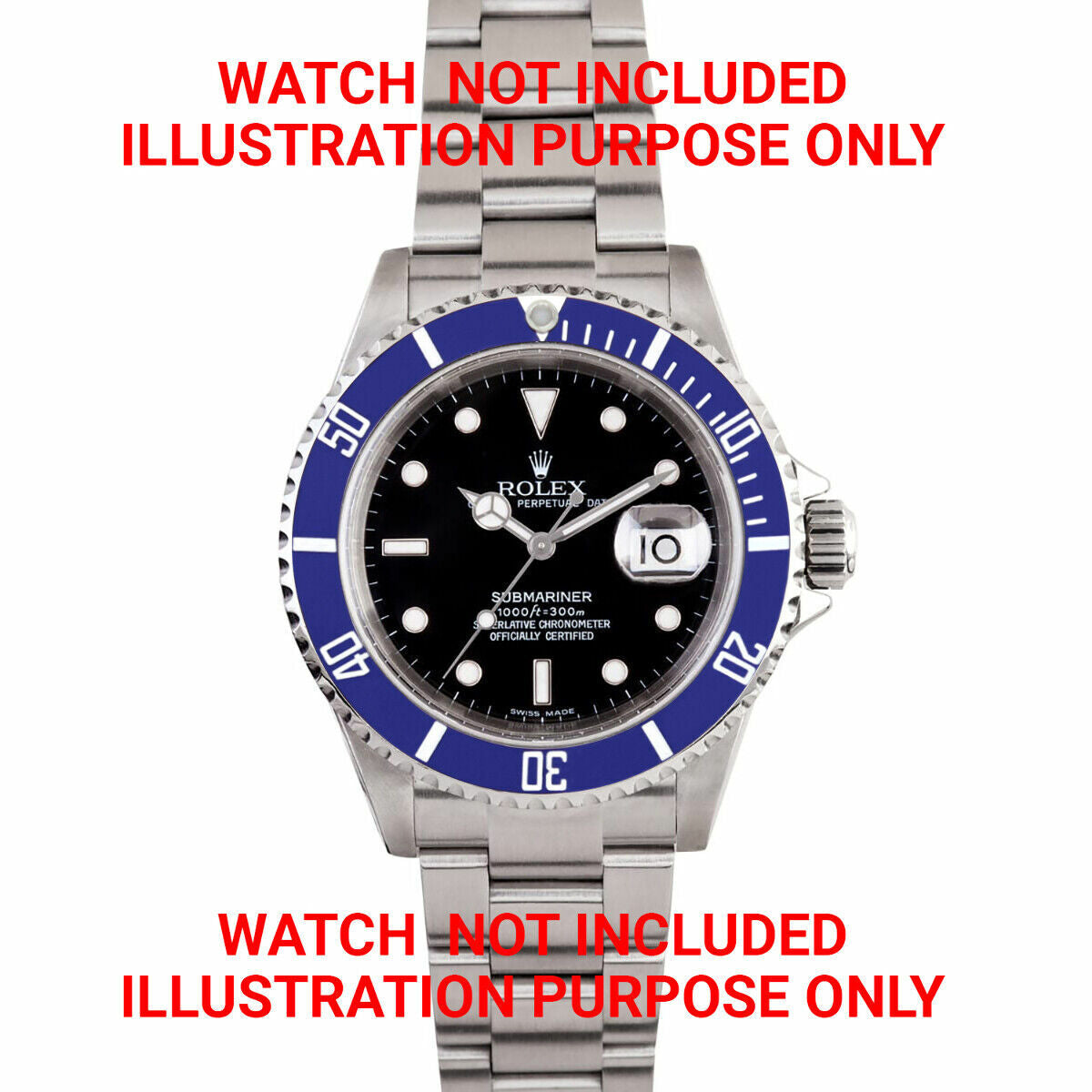 INSTALLED BEZEL + INSERT FOR ROLEX SUBMARINER SAPPAIRE 16610LV 16800 16808 BLUE