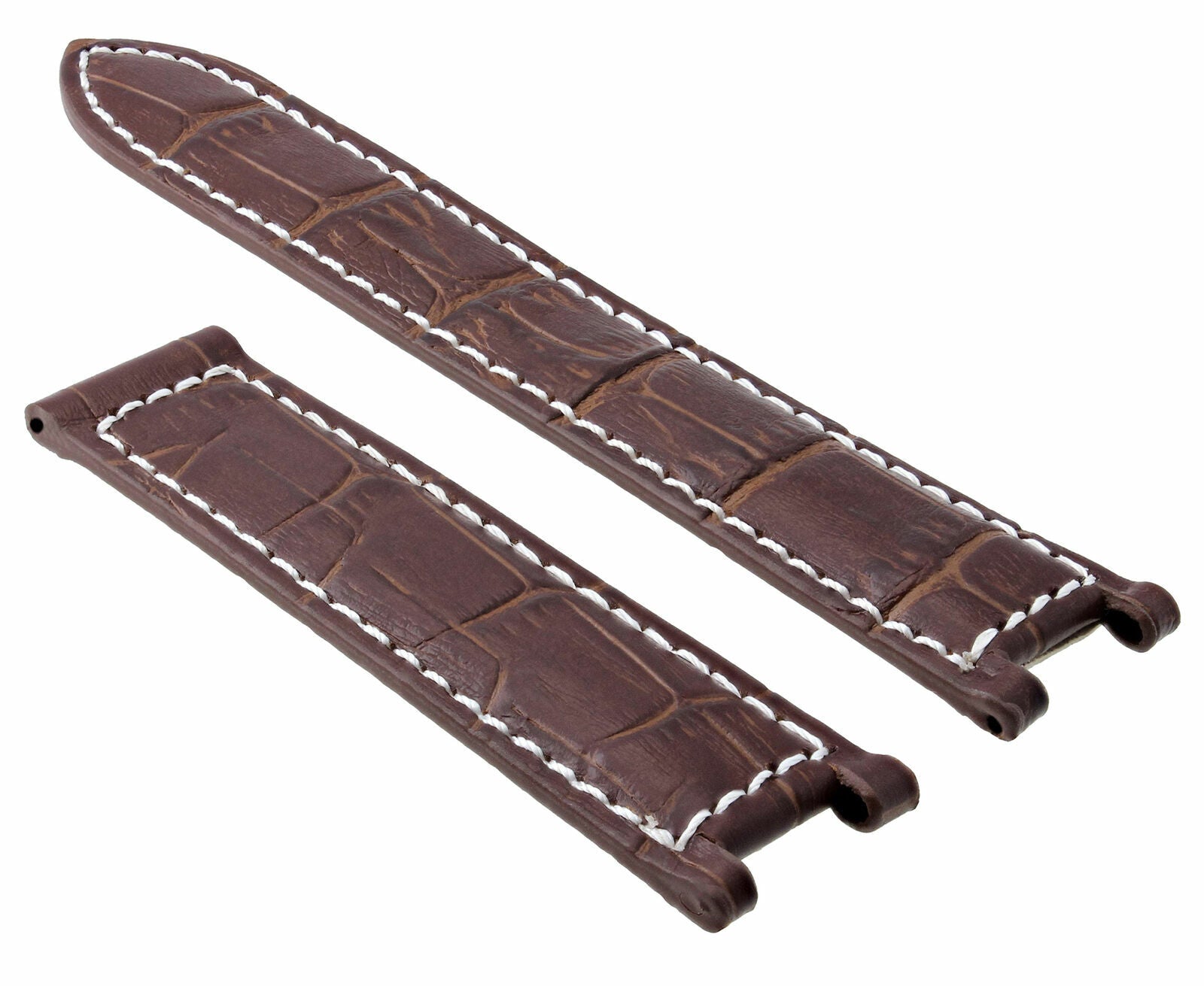 LEATHER WATCH BAND STRAP FOR 38MM PASHA DE CARTIER 20MM DEPLOYMENT CLASP BROWN W